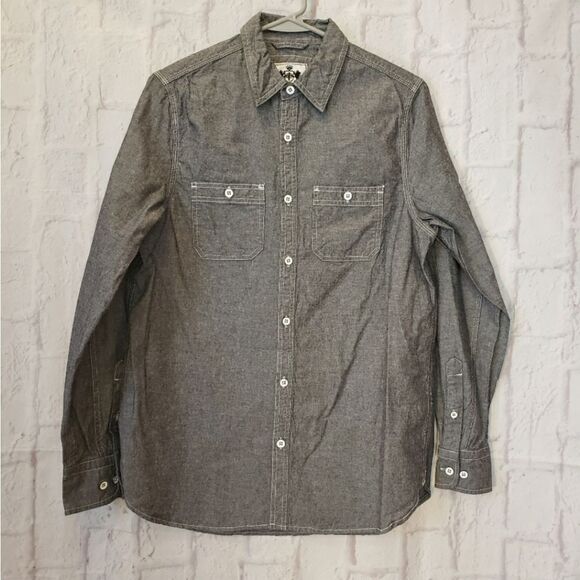 EXPRESS Casual Button-Down Shirt Gray Small - Picture 1 of 4